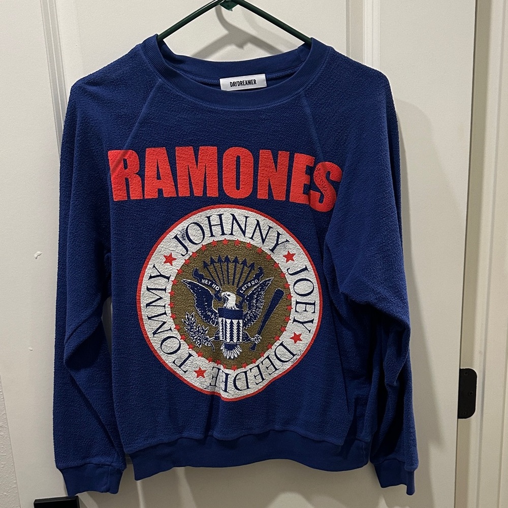 Daydreamer Navy Blue Ramones Graphic Sweatshirt with Red Logo